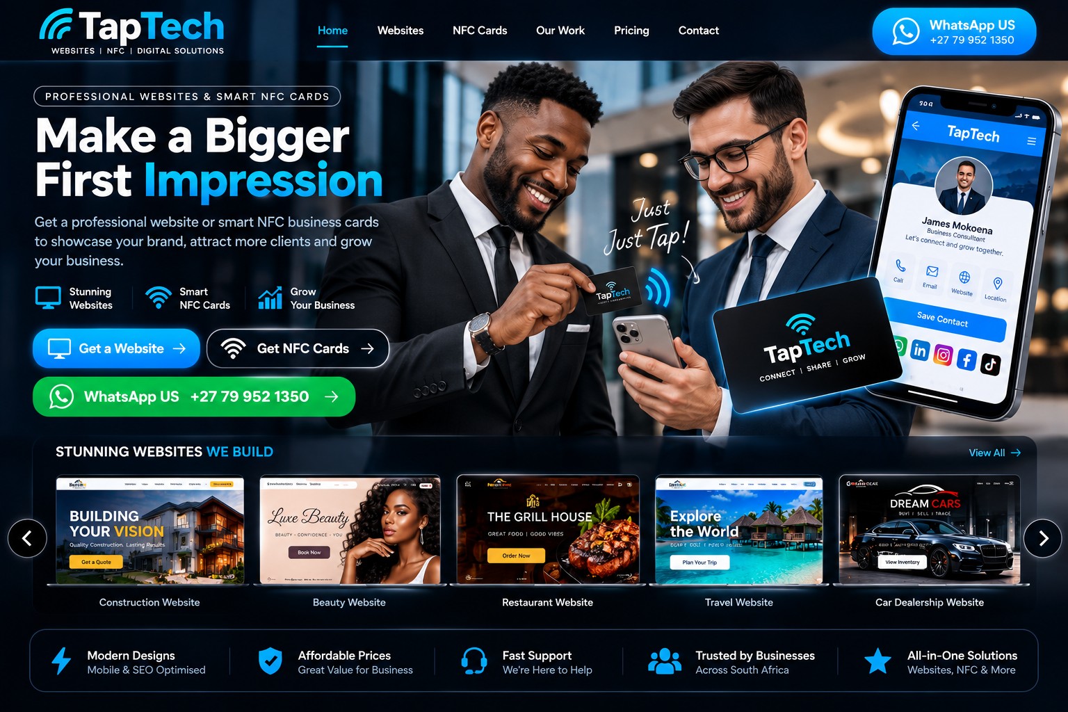Business professionals using TapTech NFC technology